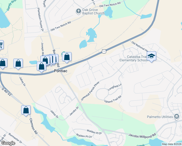 map of restaurants, bars, coffee shops, grocery stores, and more near 148 Catawba Hill Drive in Elgin