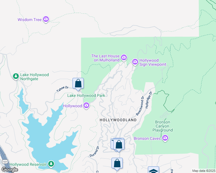 map of restaurants, bars, coffee shops, grocery stores, and more near 6319 Heather Drive in Los Angeles