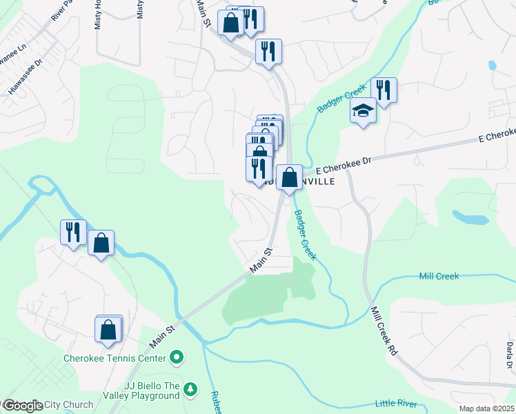 map of restaurants, bars, coffee shops, grocery stores, and more near 141 Madison Bend in Holly Springs