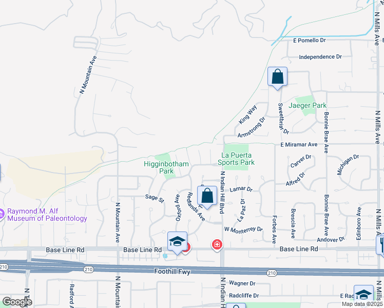 map of restaurants, bars, coffee shops, grocery stores, and more near 2460 San Diego Court in Claremont