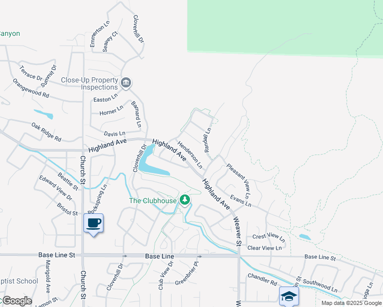 map of restaurants, bars, coffee shops, grocery stores, and more near 29320 Henderson Lane in Highland