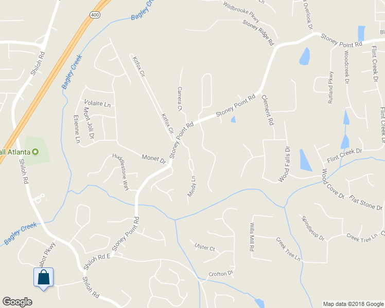 map of restaurants, bars, coffee shops, grocery stores, and more near 2195 Mindy Lane in Cumming