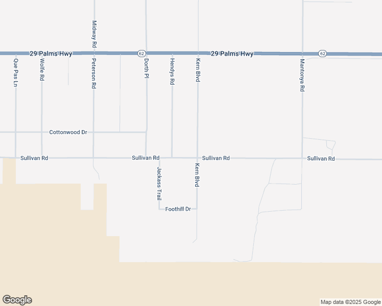 map of restaurants, bars, coffee shops, grocery stores, and more near 68054 Sullivan Road in Twentynine Palms