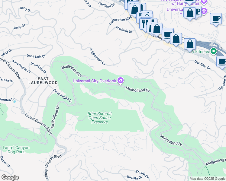 map of restaurants, bars, coffee shops, grocery stores, and more near 7740 Flynn Ranch Road in Los Angeles