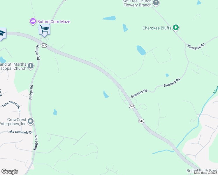 map of restaurants, bars, coffee shops, grocery stores, and more near 4044 Friendship Road in Buford