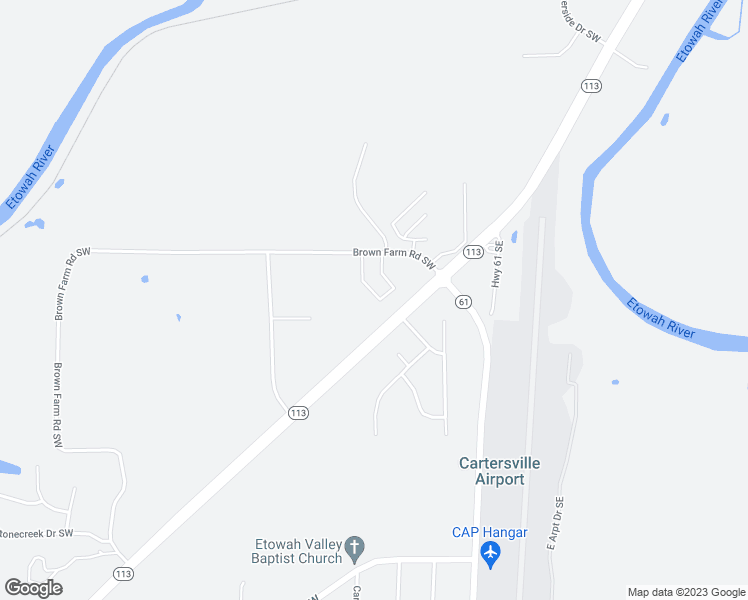 map of restaurants, bars, coffee shops, grocery stores, and more near 54 Westside Chase Southwest in Cartersville