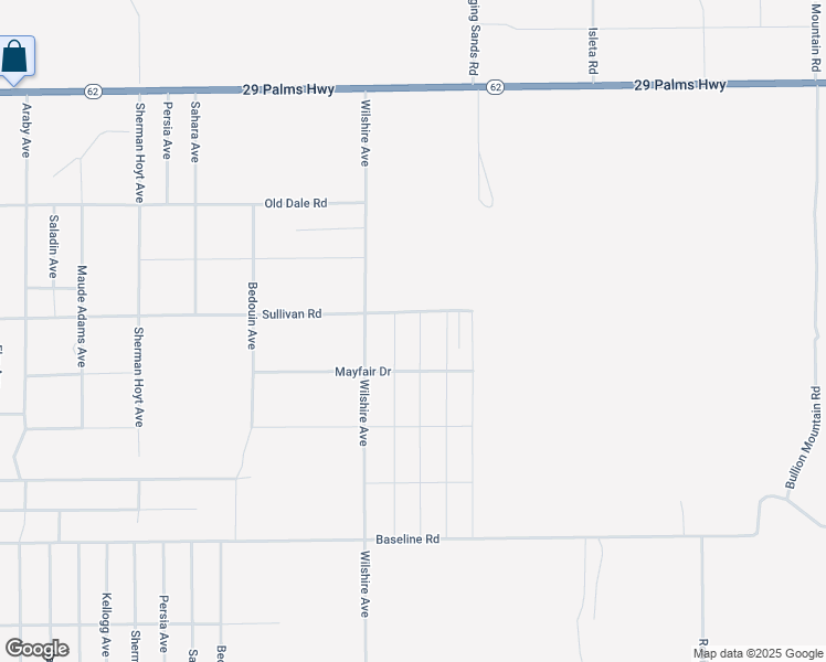 map of restaurants, bars, coffee shops, grocery stores, and more near Park Avenue in Twentynine Palms
