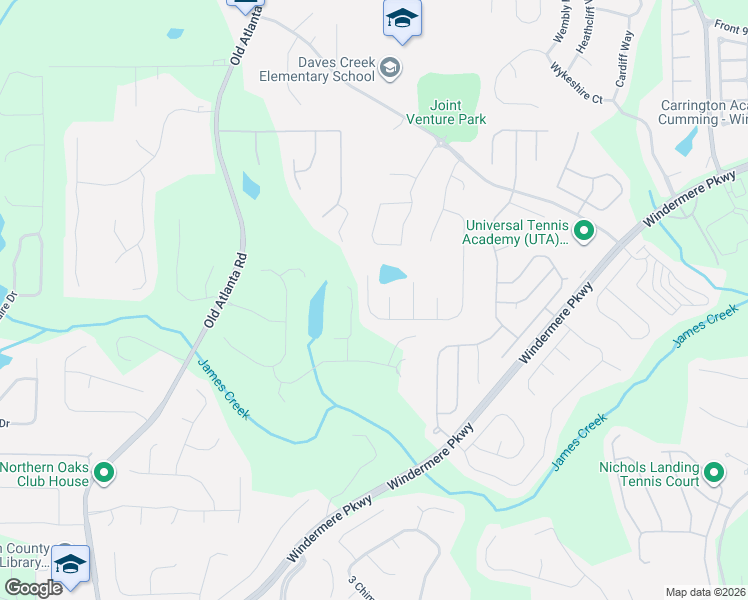 map of restaurants, bars, coffee shops, grocery stores, and more near 4375 Griffin Trail Way in Cumming