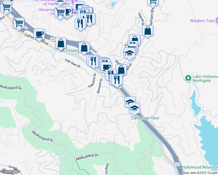 map of restaurants, bars, coffee shops, grocery stores, and more near 3247 Dos Palos Drive in Los Angeles