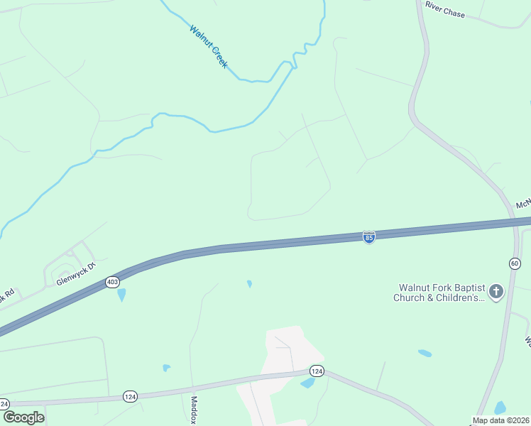 map of restaurants, bars, coffee shops, grocery stores, and more near 832 Walnut River Trail in Hoschton