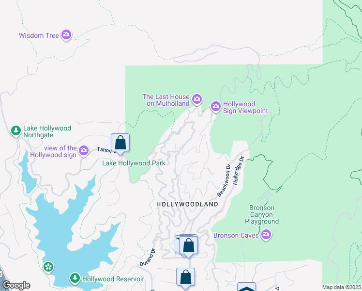map of restaurants, bars, coffee shops, grocery stores, and more near 3279 Ledgewood Drive in Los Angeles