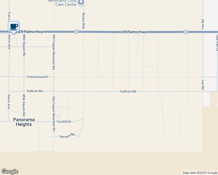 map of restaurants, bars, coffee shops, grocery stores, and more near Sullivan Road in Joshua Tree