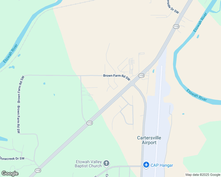 map of restaurants, bars, coffee shops, grocery stores, and more near 48 Westside Chase Southwest in Cartersville