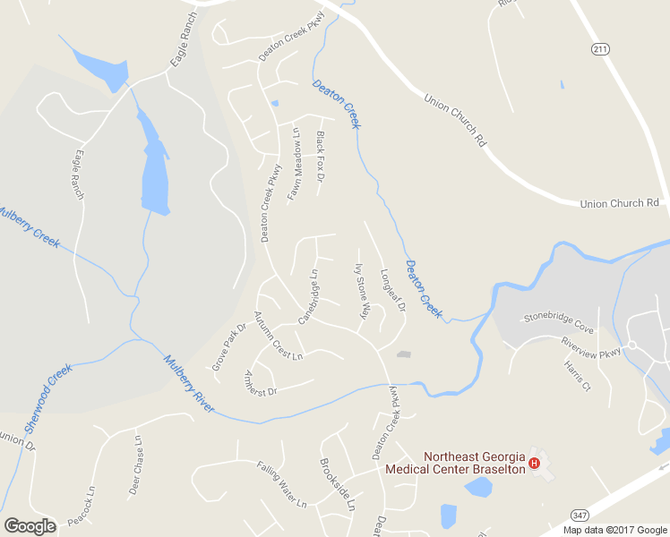 map of restaurants, bars, coffee shops, grocery stores, and more near 6318 Windrush Court in Hoschton