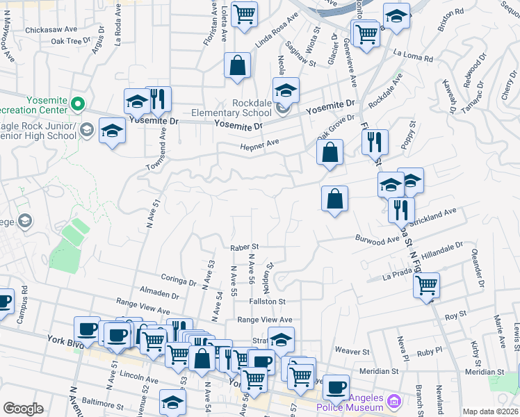 map of restaurants, bars, coffee shops, grocery stores, and more near 2 North Avenue 56 in Los Angeles