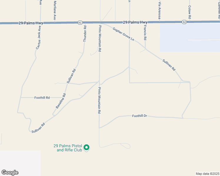 map of restaurants, bars, coffee shops, grocery stores, and more near Pinto Mountain Road in San Bernardino County