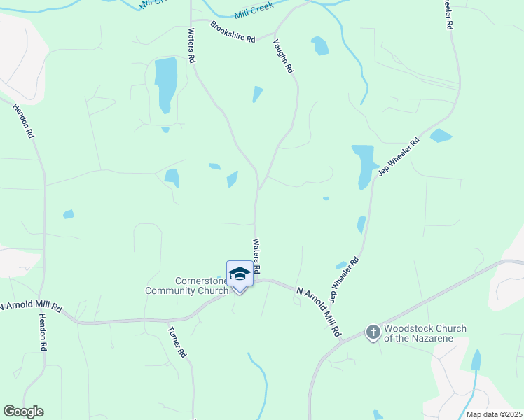 map of restaurants, bars, coffee shops, grocery stores, and more near 4695 Waters Road in Woodstock