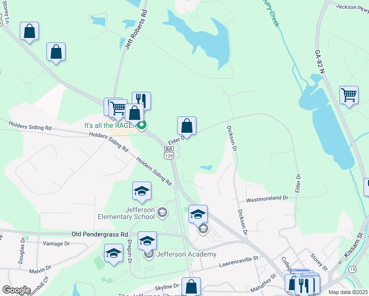 map of restaurants, bars, coffee shops, grocery stores, and more near 1000 Washington Street in Jefferson