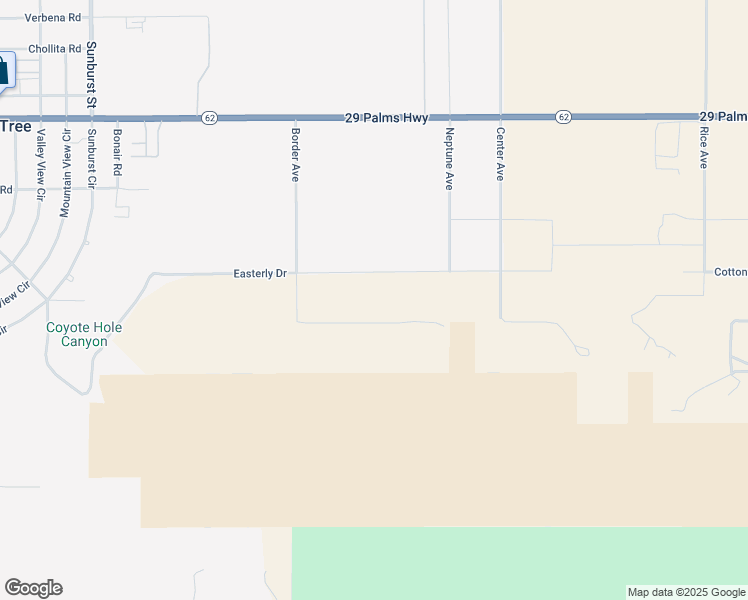 map of restaurants, bars, coffee shops, grocery stores, and more near 62600 Sullivan Road in Joshua Tree