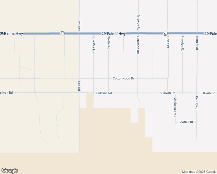 map of restaurants, bars, coffee shops, grocery stores, and more near Wolfe Drive in Twentynine Palms