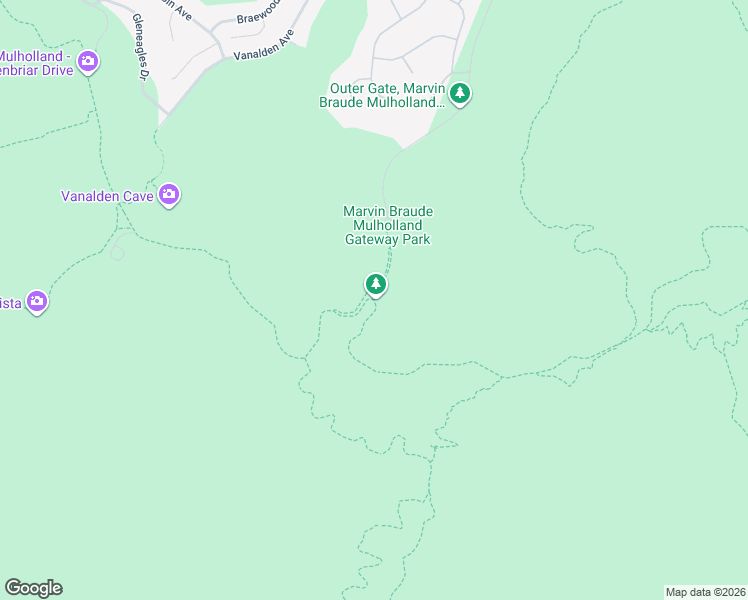 map of restaurants, bars, coffee shops, grocery stores, and more near Mulholland Drive in Los Angeles