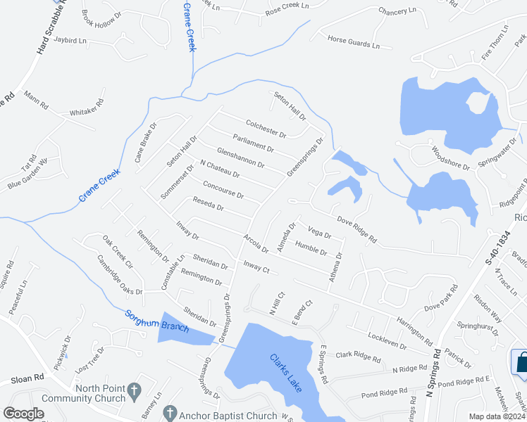 map of restaurants, bars, coffee shops, grocery stores, and more near 520 Greensprings Drive in Columbia