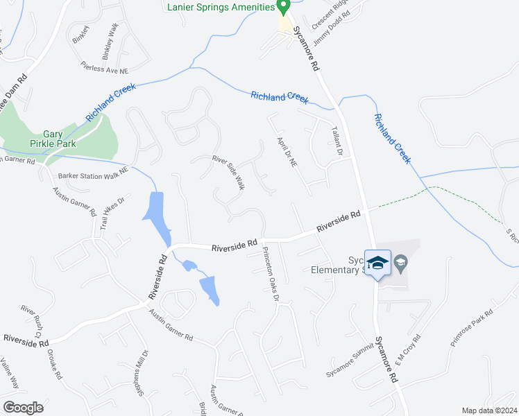 map of restaurants, bars, coffee shops, grocery stores, and more near 5775 River Ridge Lane in Sugar Hill