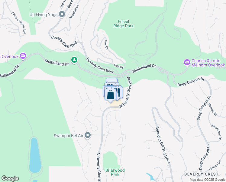 map of restaurants, bars, coffee shops, grocery stores, and more near 2997 Beverly Glen Circle in Los Angeles