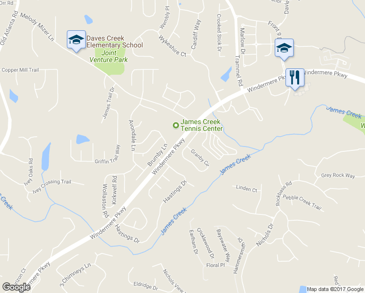 map of restaurants, bars, coffee shops, grocery stores, and more near 4230 Granby Circle in Cumming