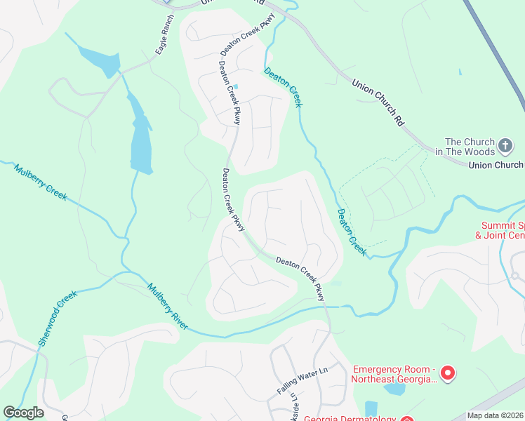 map of restaurants, bars, coffee shops, grocery stores, and more near 6351 Canebridge Lane in Hoschton