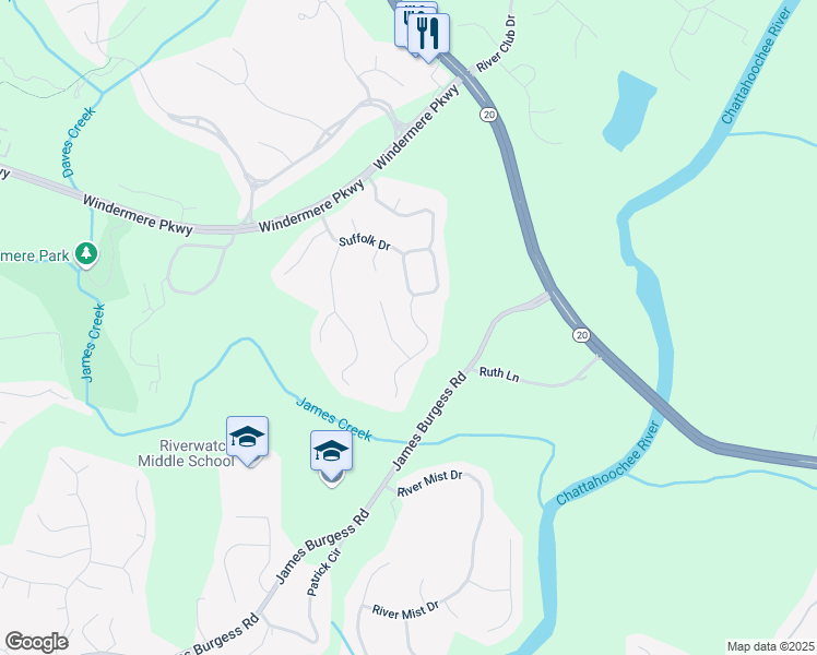 map of restaurants, bars, coffee shops, grocery stores, and more near 3750 Sweeting Street in Cumming