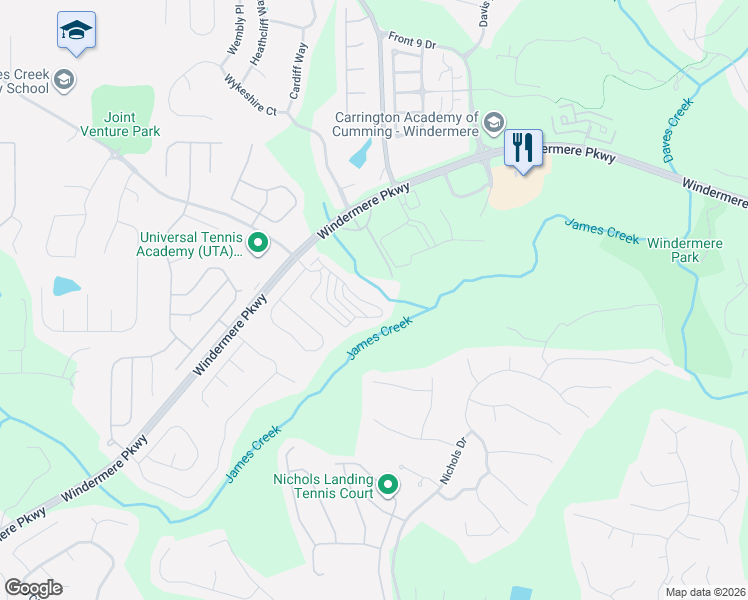 map of restaurants, bars, coffee shops, grocery stores, and more near 4715 Cold Spring Court in Cumming