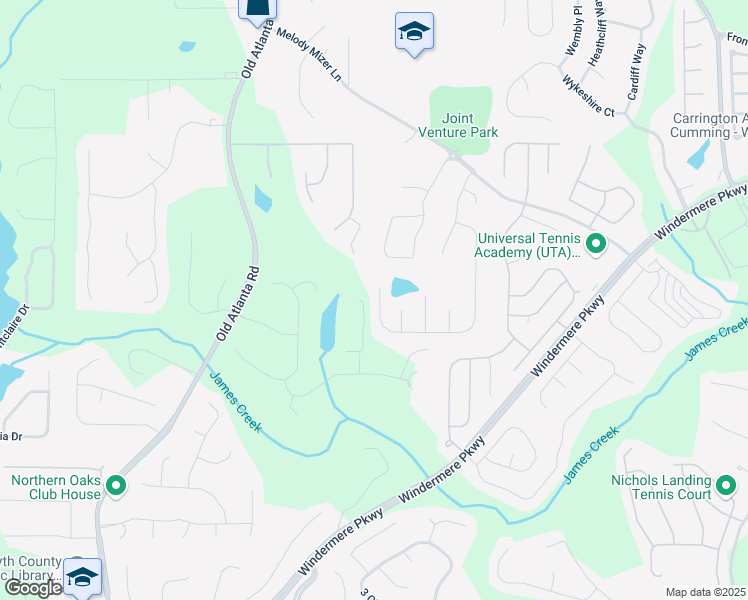 map of restaurants, bars, coffee shops, grocery stores, and more near 4455 Griffin Trail Way in Cumming