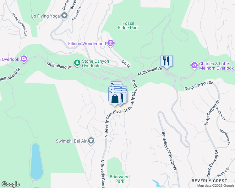 map of restaurants, bars, coffee shops, grocery stores, and more near 2997 Beverly Glen Circle in Los Angeles