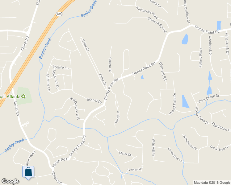 map of restaurants, bars, coffee shops, grocery stores, and more near 2175 Mindy Lane in Cumming