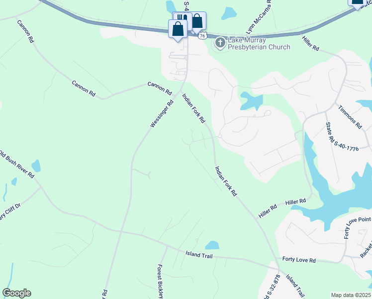 map of restaurants, bars, coffee shops, grocery stores, and more near 2239 Wessinger Road in Chapin