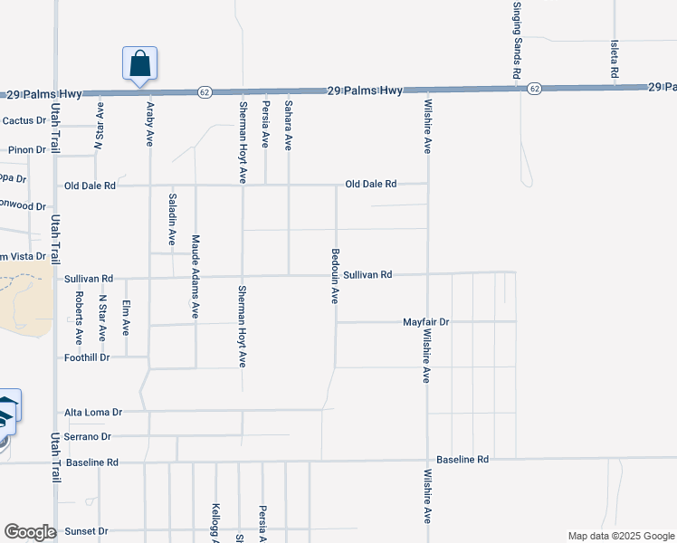 map of restaurants, bars, coffee shops, grocery stores, and more near in Twentynine Palms