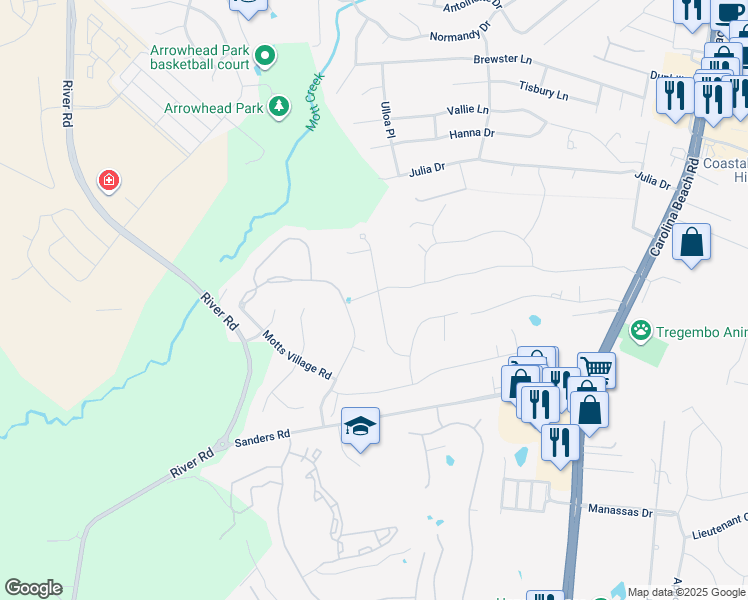 map of restaurants, bars, coffee shops, grocery stores, and more near 318 Jacob Mott Drive in Wilmington