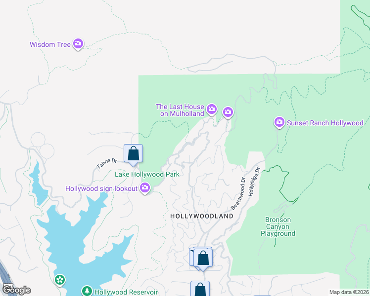 map of restaurants, bars, coffee shops, grocery stores, and more near 6208 Mulholland Highway in Los Angeles