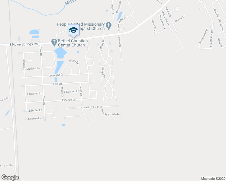 map of restaurants, bars, coffee shops, grocery stores, and more near 3324 South Dingle Drive in Florence