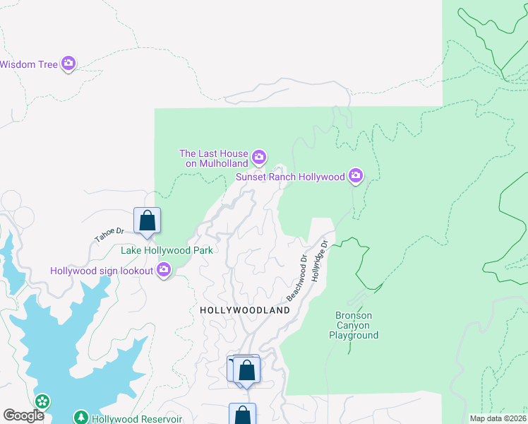 map of restaurants, bars, coffee shops, grocery stores, and more near 3351 Deronda Drive in Los Angeles