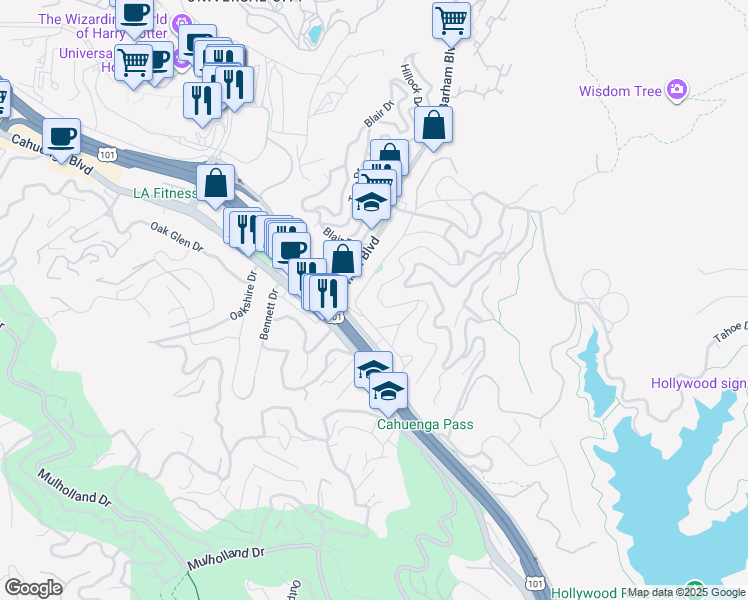map of restaurants, bars, coffee shops, grocery stores, and more near 3239 Primera Avenue in Los Angeles