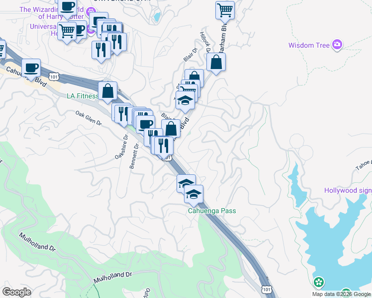 map of restaurants, bars, coffee shops, grocery stores, and more near 3239 Primera Avenue in Los Angeles