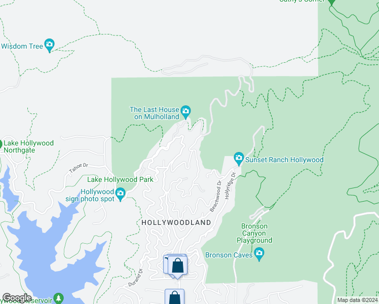 map of restaurants, bars, coffee shops, grocery stores, and more near 3351 Deronda Drive in Los Angeles