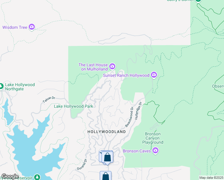 map of restaurants, bars, coffee shops, grocery stores, and more near 3336 Ledgewood Drive in Los Angeles