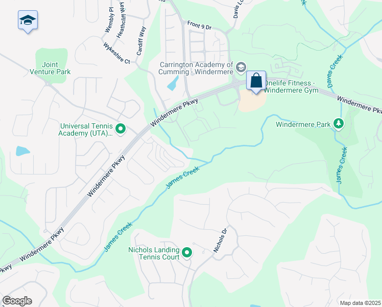 map of restaurants, bars, coffee shops, grocery stores, and more near 3215 John Trammel Road in Cumming