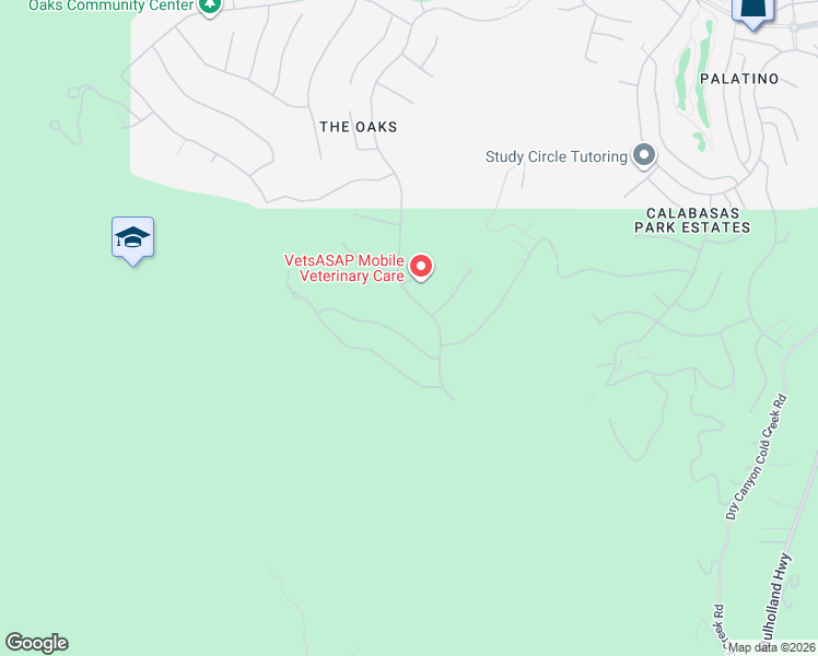 map of restaurants, bars, coffee shops, grocery stores, and more near 25315 Prado De Los Suenos in Calabasas