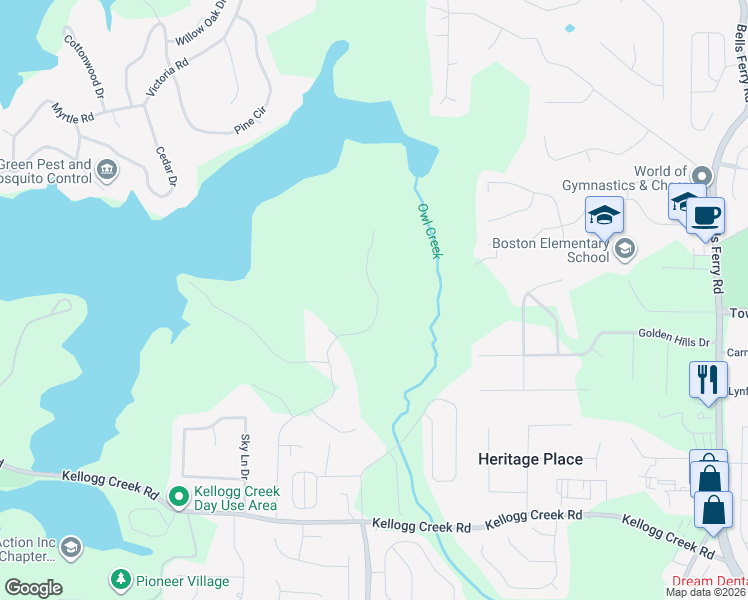 map of restaurants, bars, coffee shops, grocery stores, and more near 105 Summer Lake Place in Acworth