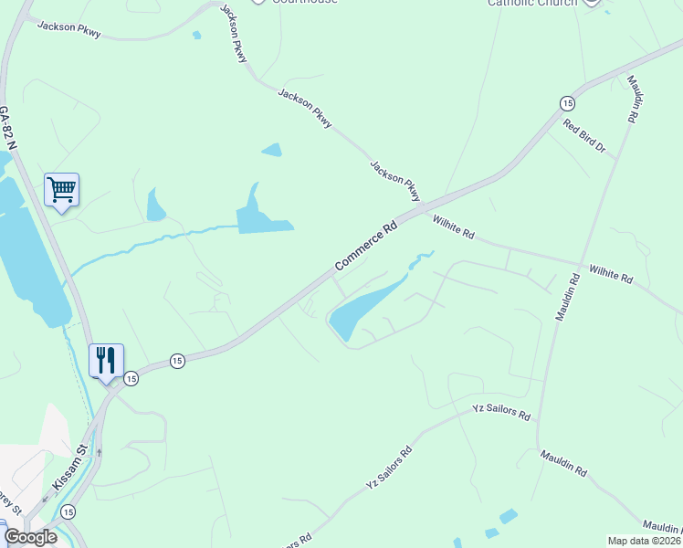 map of restaurants, bars, coffee shops, grocery stores, and more near 1277 Commerce Road in Jefferson