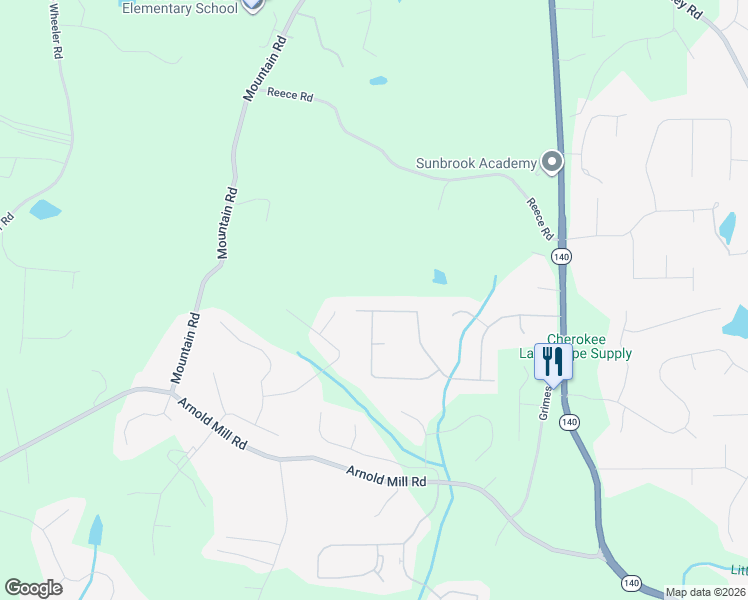 map of restaurants, bars, coffee shops, grocery stores, and more near 458 Julie Anne Way in Woodstock